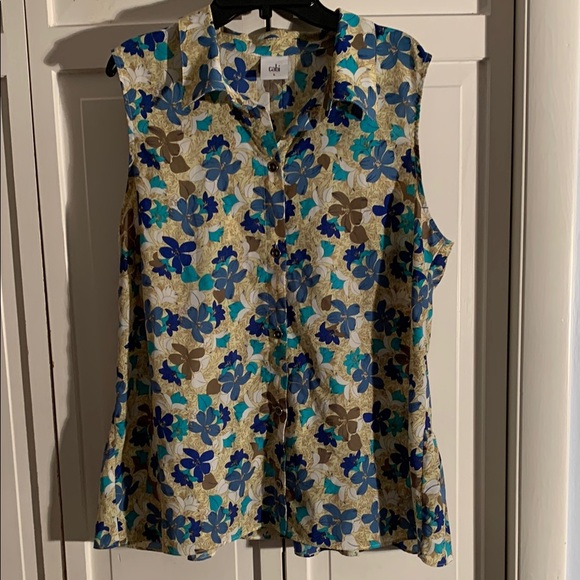 Cabi Large Multi-colored Floral Sleeveless Button Down Blouse - Picture 4 of 10